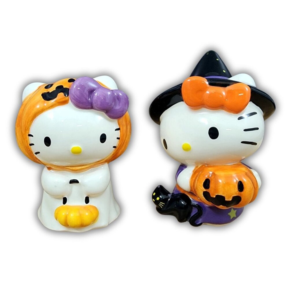 Hello Kitty Halloween Trick Treat Collectible Salt Pepper Shaker Set: New In Box